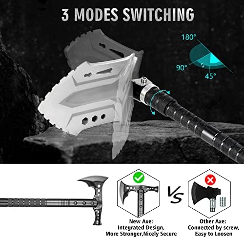 HUZSV 28-in-1 Survival Shovel,Multi-Tool Camping Shovel with Axe, Saw, Hoe - Image 2