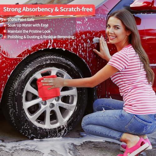 Microfiber Cleaning Cloth, 150 Pack Cleaning Rags Microfiber Towel Bulk Absorbent Lint-Free WashCloths, All-Purpose Towels for Cars, Shop, Automotive, Garage, Home Kitchen 11.5"*11.5", Red - Image 6