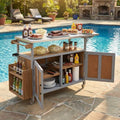 LUMISOL Grill Cart with Foldable Stainless Steel Top, Mobile Outdoor Kitchen Island with Storage Cabinet and Towel Rack, Espresso+Grey by LUMISOL