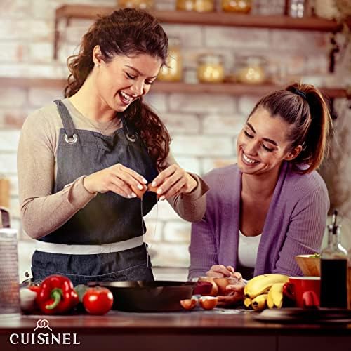 Cuisinel Cast Iron Skillet + Cast Iron Lid Set - 10+12"-Inch Dual Handle Frying Pans + Pan Scraper + Silicone Handle Covers - Preseasoned Indoor/Outdoor, Grill, Stovetop, Induction, Oven Cookware - Image 6