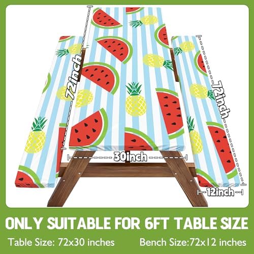 Picnic Table Cover with Bench Covers Waterproof Elastic Rectangle Tablecloth Camper Essentials Supplies Rv Car Travel Gear Must Haves Accessories Fitted Table Cloth Outdoor Road Trip Camping Gifts 6ft - Image 2