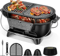 VIVOHOME Oval Cast Iron Grill with Interchangeable Grates & Griddle by VIVOHOME