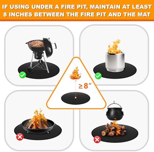 36" Fire Pit Mat for Solo Stove Bonfire, Round Fireproof Under Grill Mats for Outdoor Grill, Patio Protector Pad, Round BBQ Mat, Solo Stove Accessories - Image 6