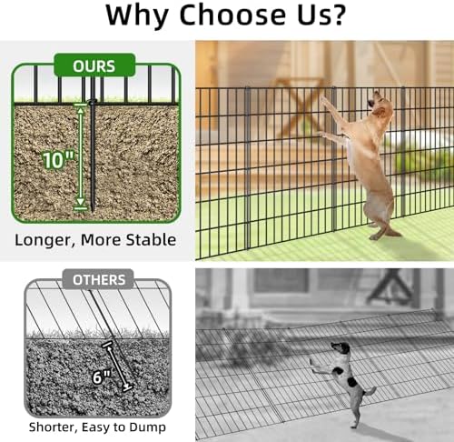 Metal Garden Fence 40 in x 11.7 ft, Outdoor Dog Fence with Stakes for Yard - Image 4