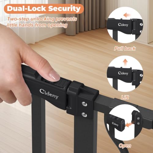 29"-51" Extra Wide Baby Gate, No Drilling Auto Close Dog Gate, Black - Image 3