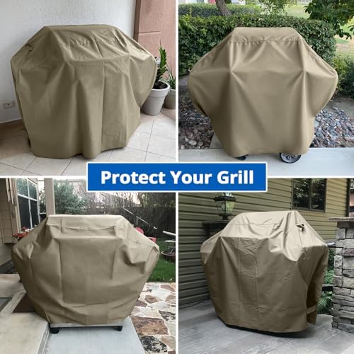 SunPatio Heavy Duty Waterproof 60 Inch Grill Cover for Outdoor Grill, Taupe - Image 7