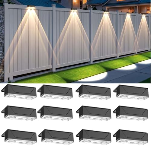 Solar Fence Lights Outdoor, 12 Pack Black Fence Lights Solar Powered by Unknown
