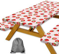 Strawberry Picnic Table Cover with Bench Covers and Bag, Camping Essentials, Berry Waterproof Windproof, Fitted Tablecloth Cover with Elastic Edge for Outdoor Garden 3 PCS 30x72 Inch by Xguatan