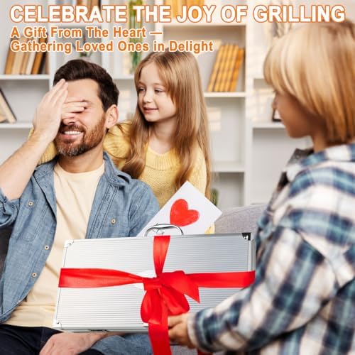 POLIGO 26Pcs Exclusive BBQ Grill Accessories in Aluminum Case for Birthday Fathers Day Grilling Gift - Grill Utensils Set with Barbecue Claws, Meat Injector, Thermometer for Smoker, Camping BBQ Black - Image 2