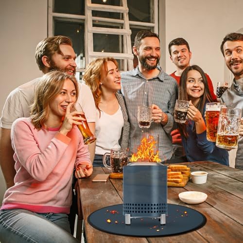 20'' Fire Pit Mat for Solo Stove Mesa/XL Tabletop Fire Pit,3-Layer Fireproof Heat Resistant Under Grill Mat,Easy-to-Clean Waterproof & Non-Slip-Blue - Image 4