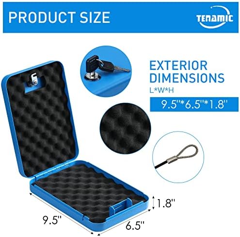 Tenamic Pistol Safe, Portable Travel Gun Safe, Solid Steel Handgun Lock Box for Home Hotel, Gun Safes for Car, Blue - Image 2