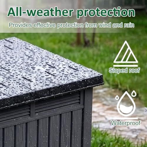 Large Chicken Coop with Hydraulic Air Rod, Resin Duck Coop with Elevated Floor and Air Vents, Backyard Poultry Pet Shelter with Weatherproof Openable Roof, for Chicken, Ducks, Rabbits, Black - Image 4