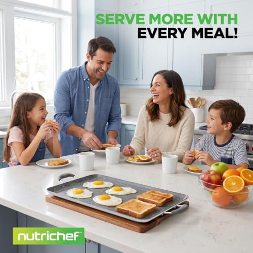 NutriChef Double Burner Griddle | Flat Top Griddle for Stove Top - Image 6
