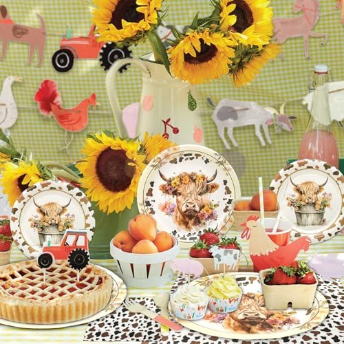 180PCS Highland Cow Paper Plates and Napkins Party Supplies Serve 60 - Image 6
