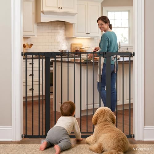 36” Tall Baby Gate with Door 29.7-48.8” Wide Adjustable Dog Gate by doktorbaby