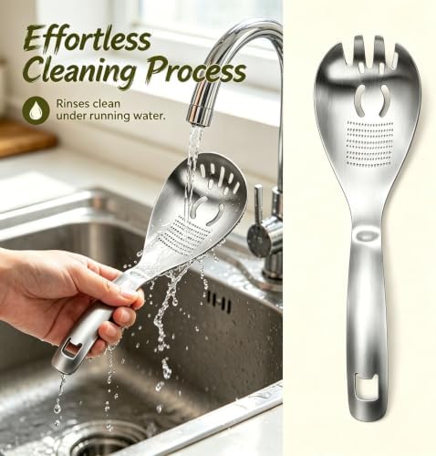 5-in-1 Stainless Steel Cooking Spoon Set, Multifunction Cooking Spoon,with Potato Masher, Egg Yolk Separator, Grater Plate, Bottle Opener & Slotted Spoon(Pack of 2) - Image 6