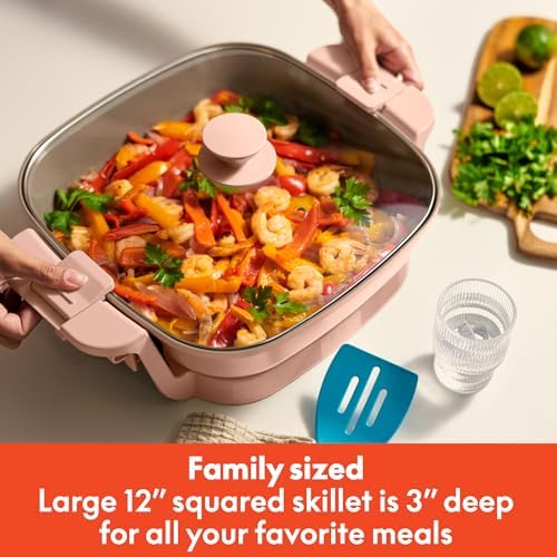 bella Fits-Anywhere™ SAUTE Make & Take Skillet, Non-Toxic Ceramic, Blossom - Image 3
