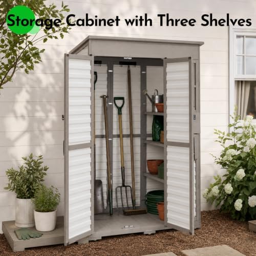 Large Outdoor Storage Cabinet with Dual-Zone Shelves, Garden Shed - Image 5