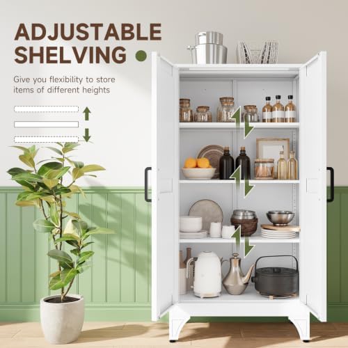 Letaya Metal Storage Cabinet,Small White Kitchen Pantry,for Bathroom/Garage - Image 6