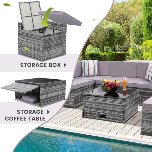 KROFEM 8 Piece Patio Furniture Set, Outdoor Modular Conversation Set - Image 4
