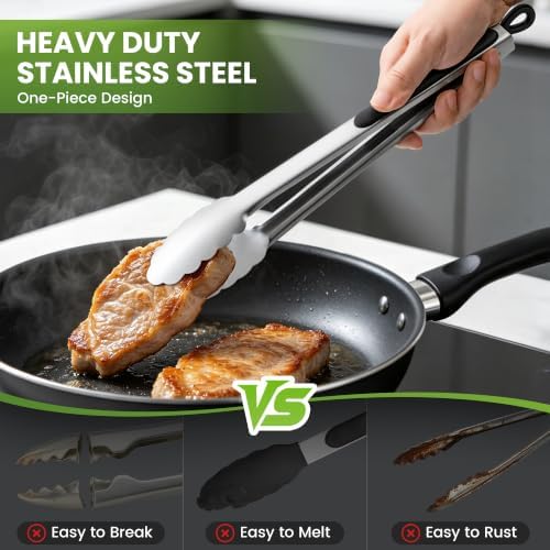 Grill Tongs, 17 Inch Extra Long Stainless Steel BBQ Tongs (17", 2PCS) - Image 4
