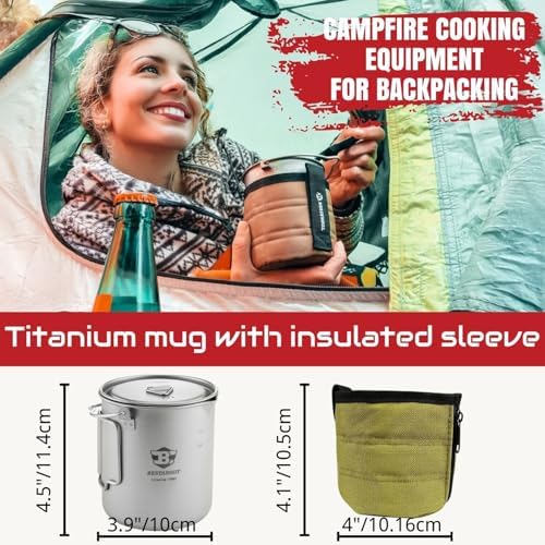 Bestargot 750ml Camping Titanium Pot, Includes a heat-insulating cup sleeve - Image 2