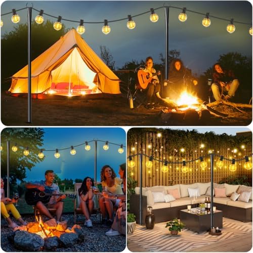 MuliVid 2 Pack 10FT Lighting Hanging Pole for Outside, Waterproof Hardened Metal Outdoor String Light Poles for Patio, Garden, Bistro, Wedding, Parties - Image 4