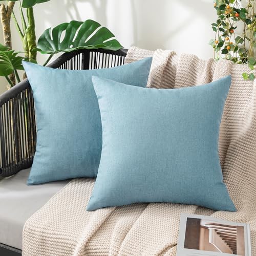 MIULEE Decorative Outdoor Pillow Covers Waterproof 16x16 Blue Gray by MIULEE