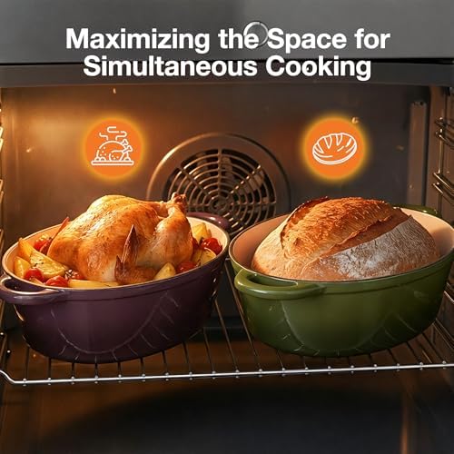 Oval Dutch Oven for Bread Baking, 4.5 Quart Non Stick Enameled Cast Iron Dutch Oven Pot with Lid, Oven Safe Oval Casserole with Lid up to 500°F for Baking, Braising, Stews, Roasting, Golden Green - Image 4