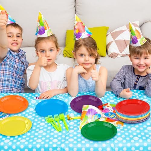 Breroa 72 Pcs Rainbow Paper Plates 7 Inch Bulk Rainbow Plates Disposable - Image 5