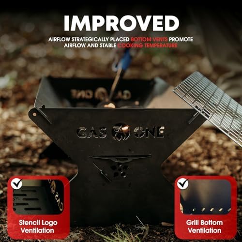 GasOne 15” Portable Charcoal Grill – Foldable BBQ Grill – Camping Grills for Backyard, Bonfire, Patio – Heavy-Duty Portable Fire Pit – Camp Cooking Gear - Image 4