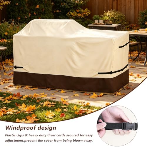 78 Inch Island Grill Cover - 600D Heavy Duty Waterproof All Weather Protection Extra Large Grill Covers,Island with Left/Right Grill Head,Grill Cover for Outdoor Grill, BBQ Cover(Beige&Brown) - Image 4