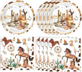 40PCS Western Birthday Decorations Cowboy Party Disposable Tableware Supplies Plates Napkins Rodeo Decoration for Baby Shower Fire Camping Wild West Party by DURYGEN