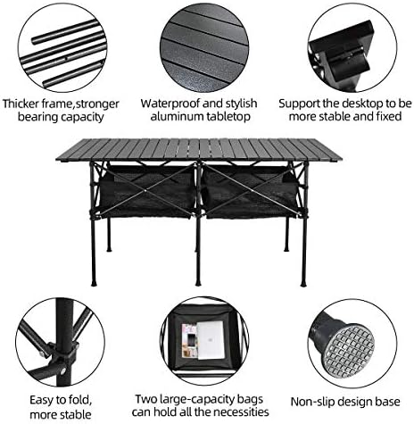WUROMISE Sanny LargeOutdoor Folding Picnic Camping Table,55"X 27.56"Portable Aluminum Roll-up Table with Storage Carry Bag for RV Travel,Indoor,Outdoor,Camping, Beach,Backyard,BBQ,Party,Patio,Picnic - Image 5