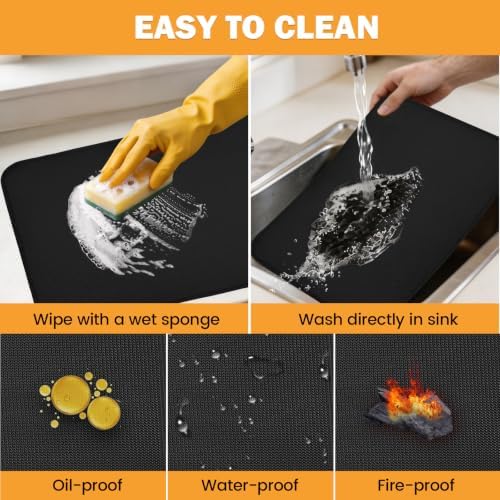 TOHONFOO Heat Resistant Mats for Countertop & Air Fryer, 18x15 in, Black - Image 3
