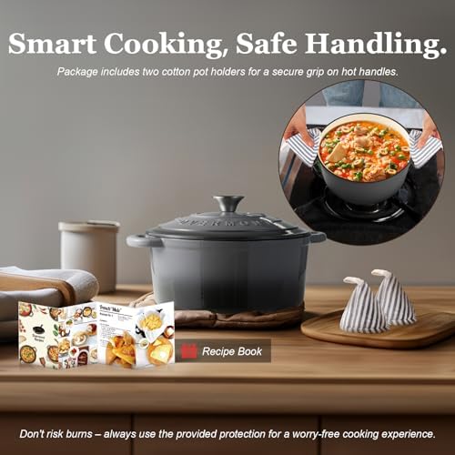 Overmont Enameled Cast Iron Dutch Oven - 7QT Pot with Lid Cookbook - Image 6