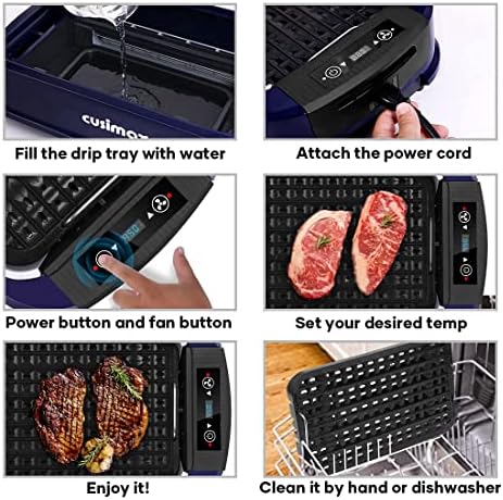 Electric Indoor Grill Griddle, CUSIMAX Smokeless Grill, Blue - Image 6