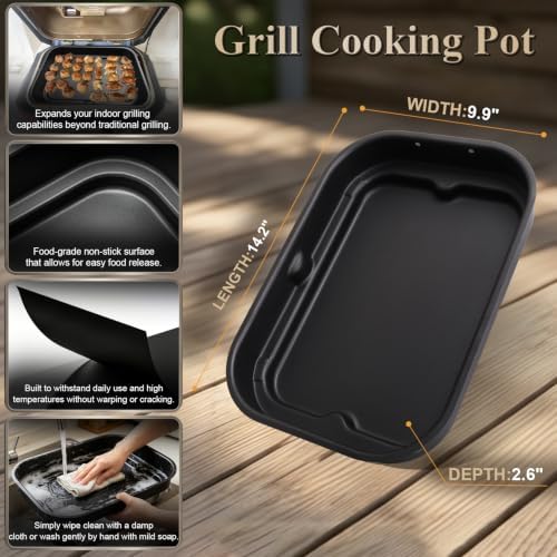 Replacement Cooking Pot & Combo Crisper Basket for Ninja Foodi FG551/DG551/DG651 Smart XL Indoor Grill, Non-Stick Grill Basket, Griddle Pan w/100 Pack Disposable Air Fryer Paper Liners - Image 2