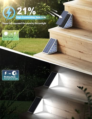 AUDLES Solar Step Lights Outdoor Waterproof IP67, 6000K Cool White - Image 3