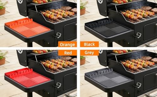 Silicone Griddle Tool Mat for Blackstone, Heat Resistant Side Shelf Mat with Drip Pad – BBQ Grill Accessories for Outdoor Grill, Kitchen Counter, Spatula Holder, Cooking Organizer (1, Red) - Image 4