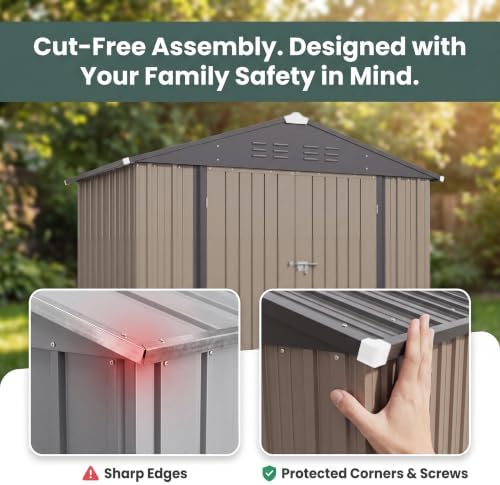 Patiowell 6x4 FT Storage Shed, Brown - Image 4