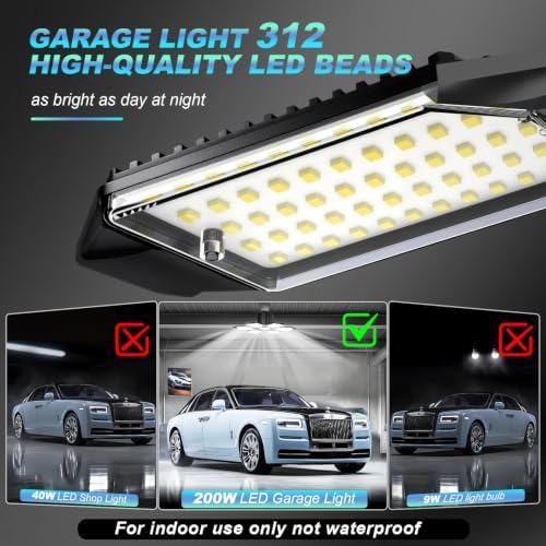 Led Garage Lights Bulb 8 Pack 200W Super Bright Ceiling Led Shop Lights, E26/E27 Base, 6500K, 20000LM Deformable Led Garage Light for Basement, Attic and Workshop Commercial Bay Lighting - Image 6