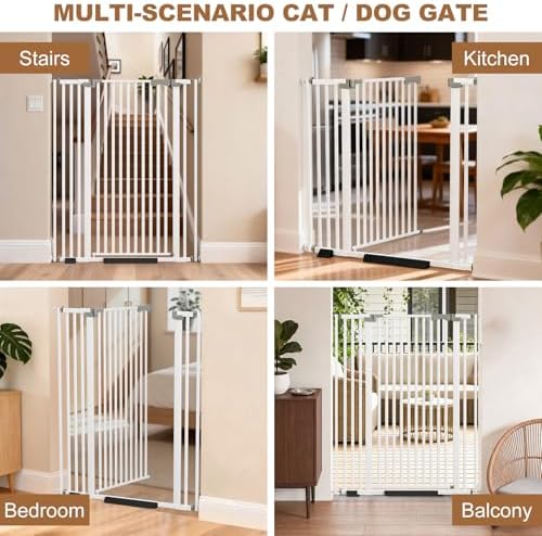 51" Extra Tall Cat Gate for Doorway, 30-41" Wide Auto Close Pet Gate with Extension Kits, No Drilling Pressure Mounted Dog Gate for Stairs, Doorways, Kitchen, Hallway - Image 7