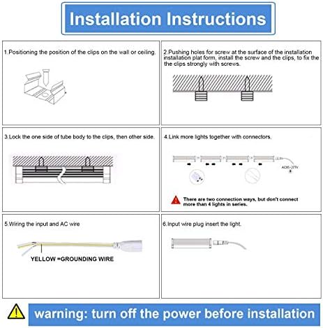 Henwsi 8FT LED Shop Light Fixture, White 10 Pack T8 Integrated Tube Lights, 72W 9500LM 6500K High Output Clear Cover, V Shape 270 Degree Lighting for Garage Warehouse, Upgraded Lights Plug and Play - Image 4