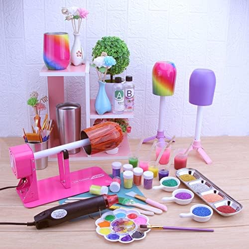 LFSUM Cup Turner Kit for Crafts Tumbler, Tumbler Cup Spinner, Glitter Powder, Epoxy Resin Kit for Beginners with Epoxy and Heat Gun (1X-Rose Red) - Image 5