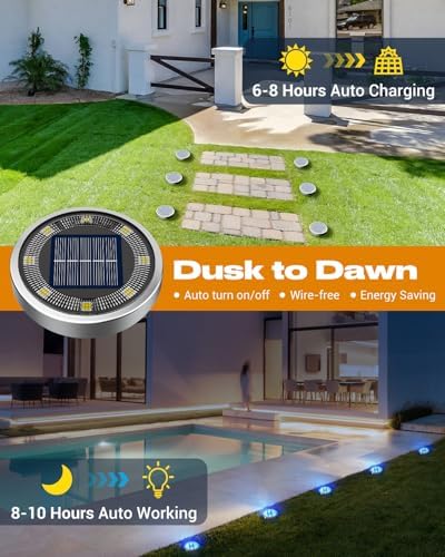 btfarm 16 Pack Solar Lights Outdoor Waterproof, 8 LED Solar Ground Lights - Image 2