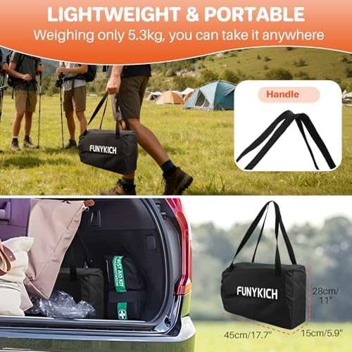 FUNYKICH Folding Camping Square Table, 2 Height Adjustable 17.3'' & 27.6'' - Image 4