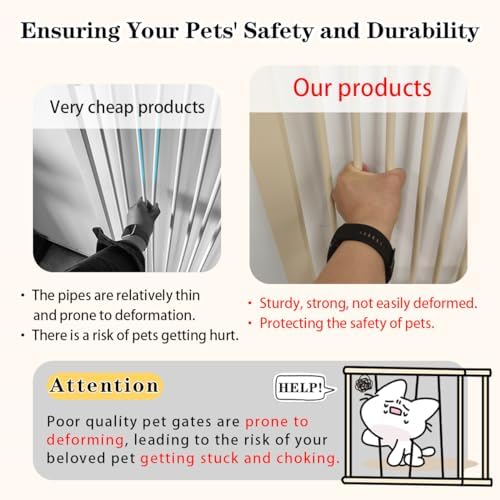 Lumizone 55.12" Extra Tall Pet Gate for Cat Dog 30.12"-38.38" Wide Cream - Image 3