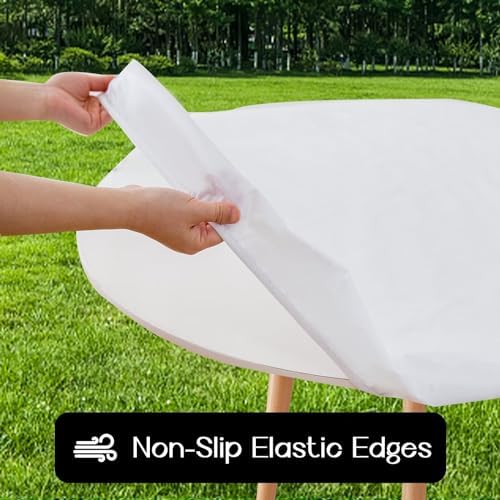 Romanstile Round Fitted Vinyl Tablecloth with Elastic Edge 100% Waterproof - Image 2