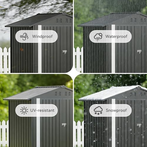 COMHOMA 6'x4' Shed Outdoor Storage Metal with Lockable Doors & Vents - Image 5
